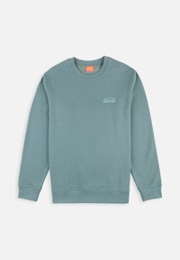 Sweat-shirt teal clair en mélange de coton, avec un col rond, des manches longues, des poignets côtelés et un petit logo sur la poitrine.
