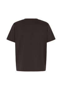 T-shirt noir uni à manches courtes vu de dos, sans logos, motifs ou dessins visibles, encolure ras du cou simple.