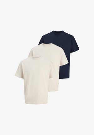Jack & Jones, JACK & JONES 3 PACK - T-Shirt basic - creme dunkelblau