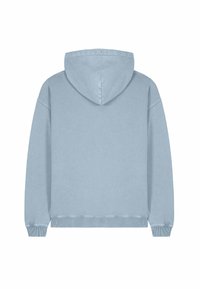 Felpa leggera blu chiaro in misto cotone, con cappuccio, polsini e orlo a costine, sul retro semplice e vestibilità rilassata. Senza grafiche o decorazioni.