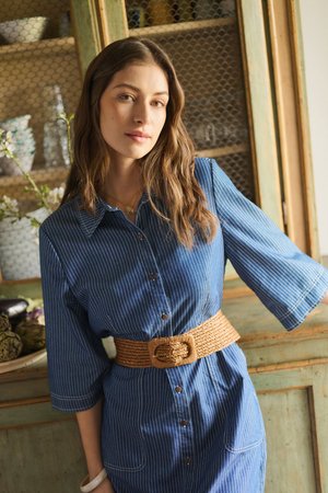 Cream CRAGATE - Košilové šaty - rossland pinstriped denim