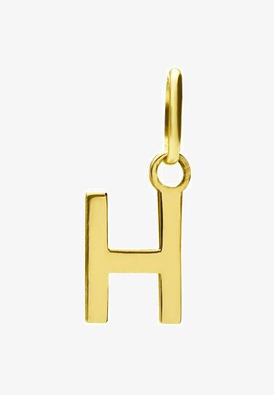 Goldener Buchstabe "H" als Anhänger mit polierter Oberfläche. Verfügt über eine Schlaufe zur Befestigung, geometrische Form und schlichtes, modernes Design.
