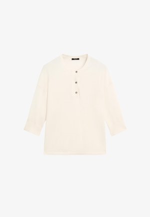 Massimo Dutti ROUND BUTTONED NECK - Maglietta a manica lunga - beige