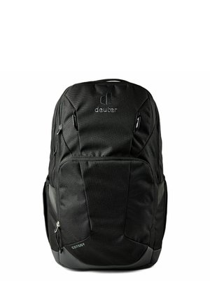 Mochila negra Deuter Cotogy con bolsillos delanteros y laterales con cremallera, correas de hombro acolchadas y tela resistente.