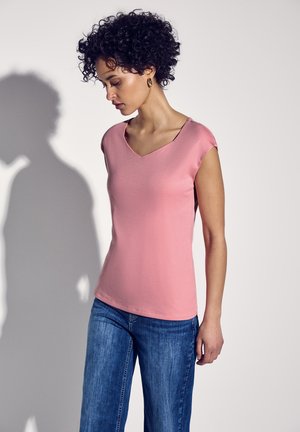 MIT DIAMANT-AUSSCHNITT - Jednoduché tričko - rosa