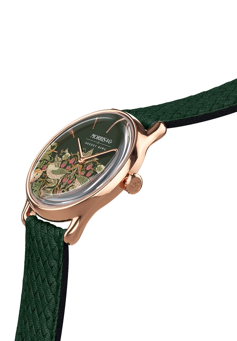 Herren Analoguhren | August Berg UHR MORRIS & CO ROSE GOLD GREEN PERLON 30MM Uhr fennel/grün - XD17004 Herren Analoguhren | August Berg UHR MORRIS & CO ROSE GOLD GREEN PERLON 30MM Uhr fennel/grün - XD17004