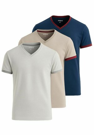SET OF 3  - T-Shirt basic - light grey ash navy