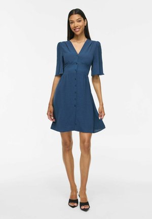 VILA SHORT DRESS VISKOV SHORT SLEEVED - Skjortekjole - dark denim