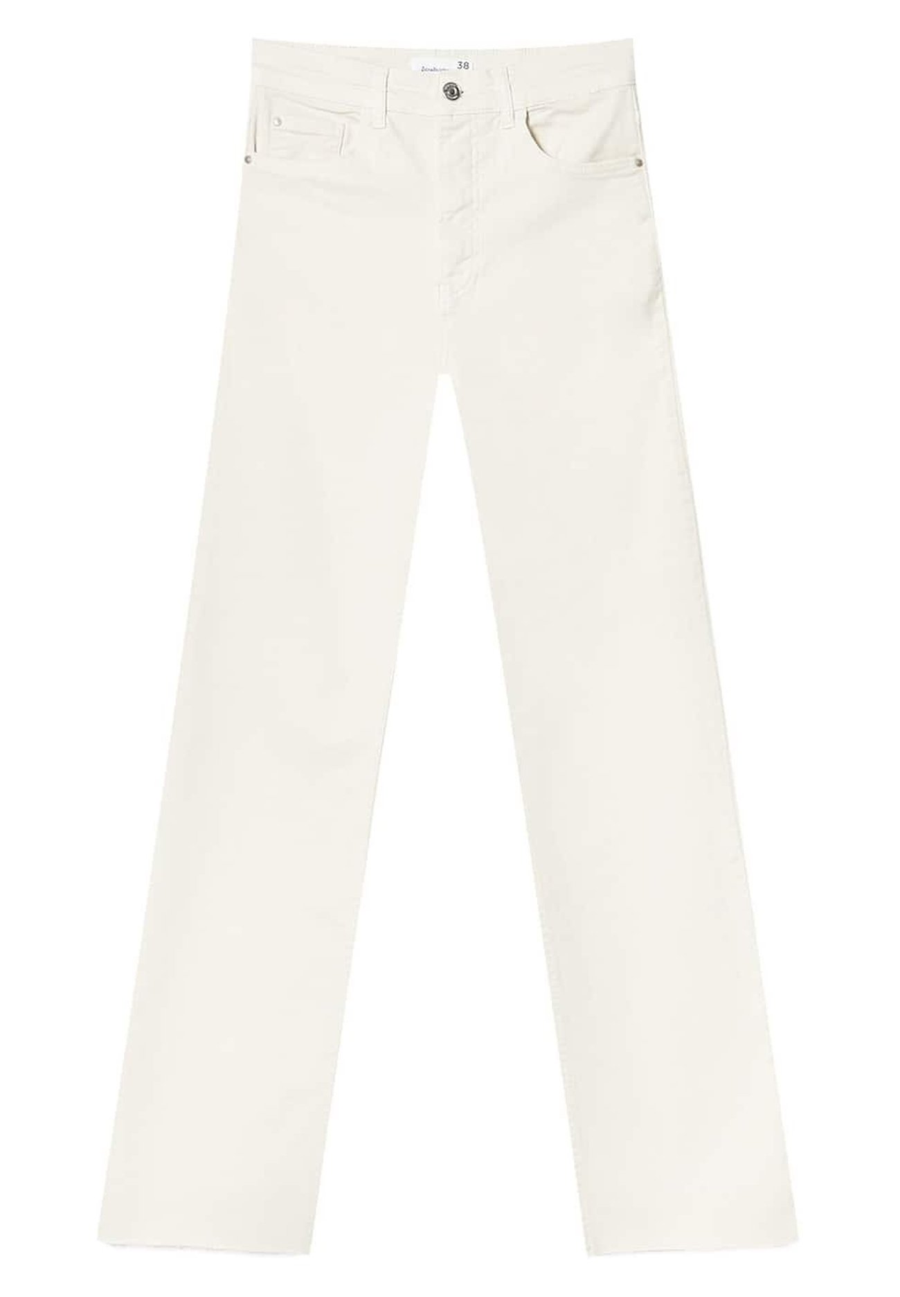 Mottled beige straight leg jeans