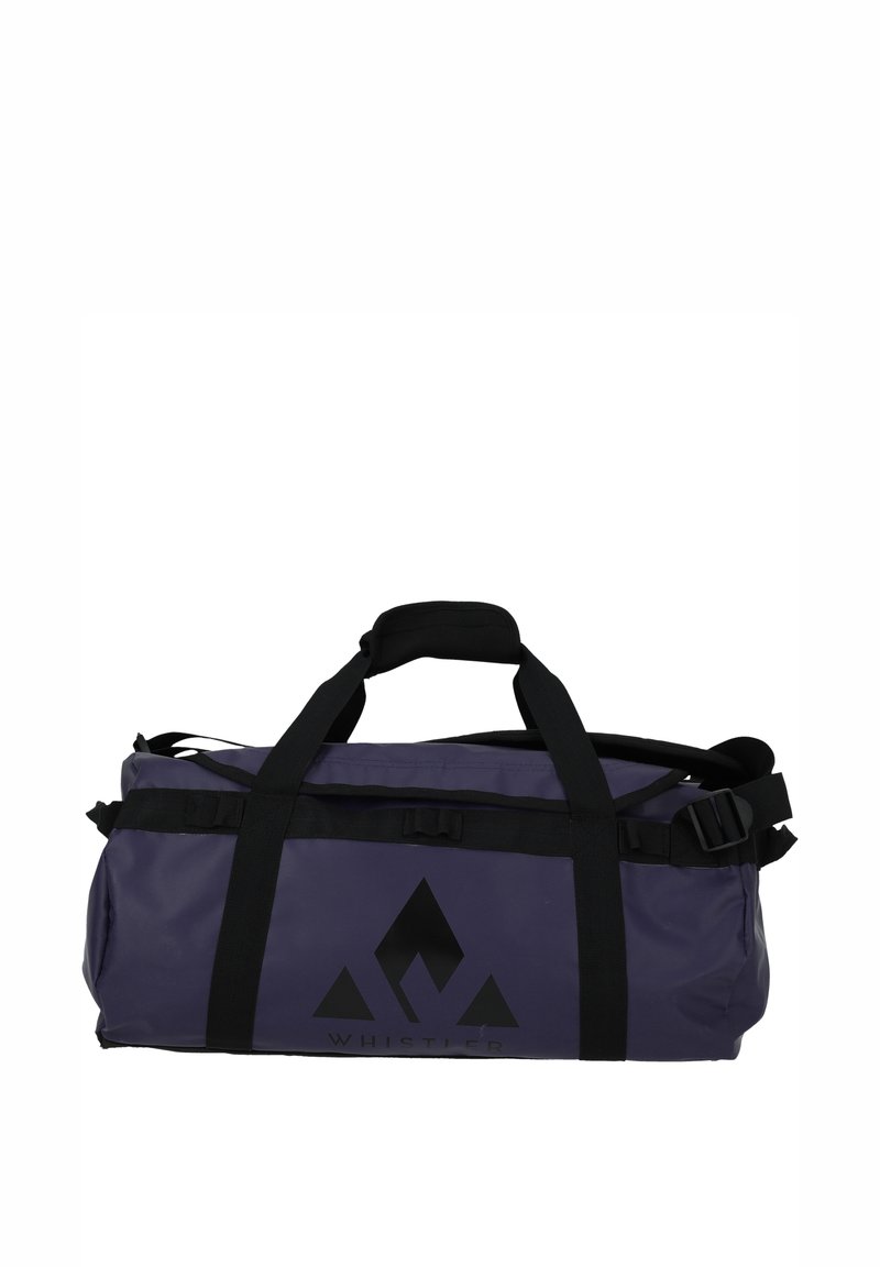 Matkakassi tumman violetista materiaalista mustilla yksityiskohdilla. Varustettu yläkahvoilla ja säädettävällä olkahihnalla. Logo näkyy sivussa.