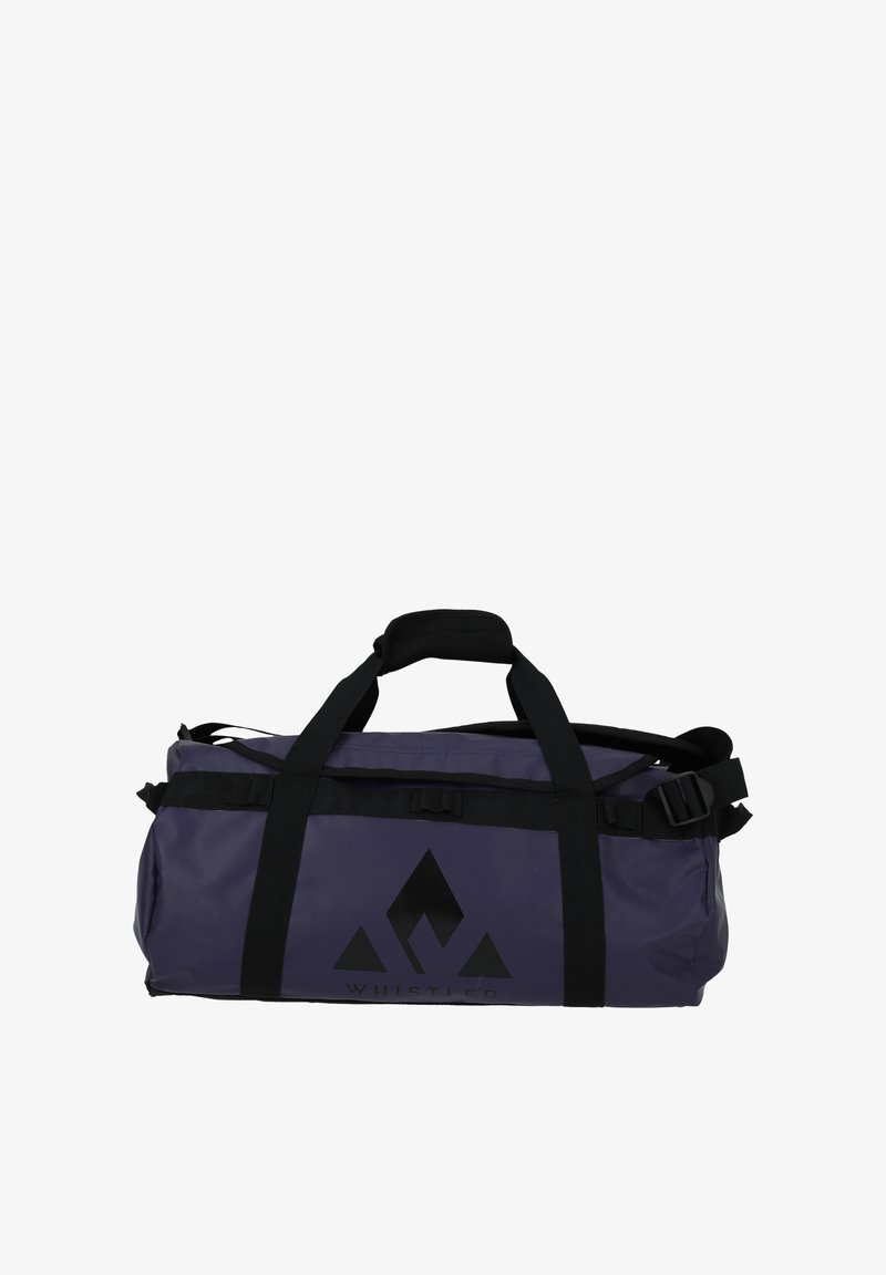 Matkakassi tumman violetista materiaalista mustilla yksityiskohdilla. Varustettu yläkahvoilla ja säädettävällä olkahihnalla. Logo näkyy sivussa.