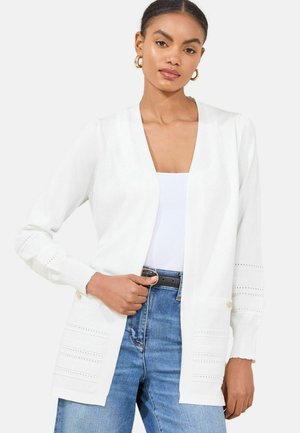 REGULAR FIT - DETAIL LONGLINE - Kardiganas - white