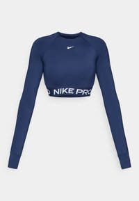 CROP - Tops ar garām piedurknēm - midnight navy/white