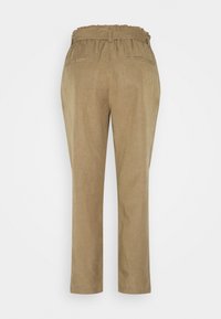 Pantalons kaki avec une taille élastiquée, des jambes droites et deux poches arrière. Tissu doux au toucher lisse. Design classique.