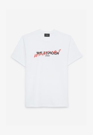 WEISSES KÖRPERBETONTES T-SHIRT MIT LOG - T-shirt print - white