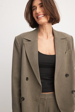 NA-KD DOUBLE BREASTED - Blézer - brown