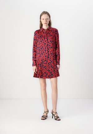 SWEET HEARTS PLEATED DRESS - Shirt dress - dark red
