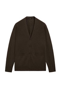 LONG V-NECK WITH BUTTONS - Cardigan - mottled dark brown