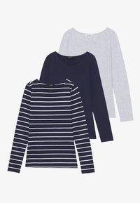 3 PACK - Top s dlouhým rukávem - dark blue,mottled light grey,off-white
