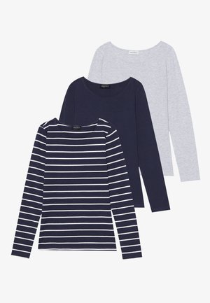 3 PACK - Topper langermet - dark blue,mottled light grey,off-white
