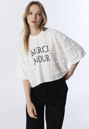 WITH SLOGAN  - Camiseta estampada - ecru