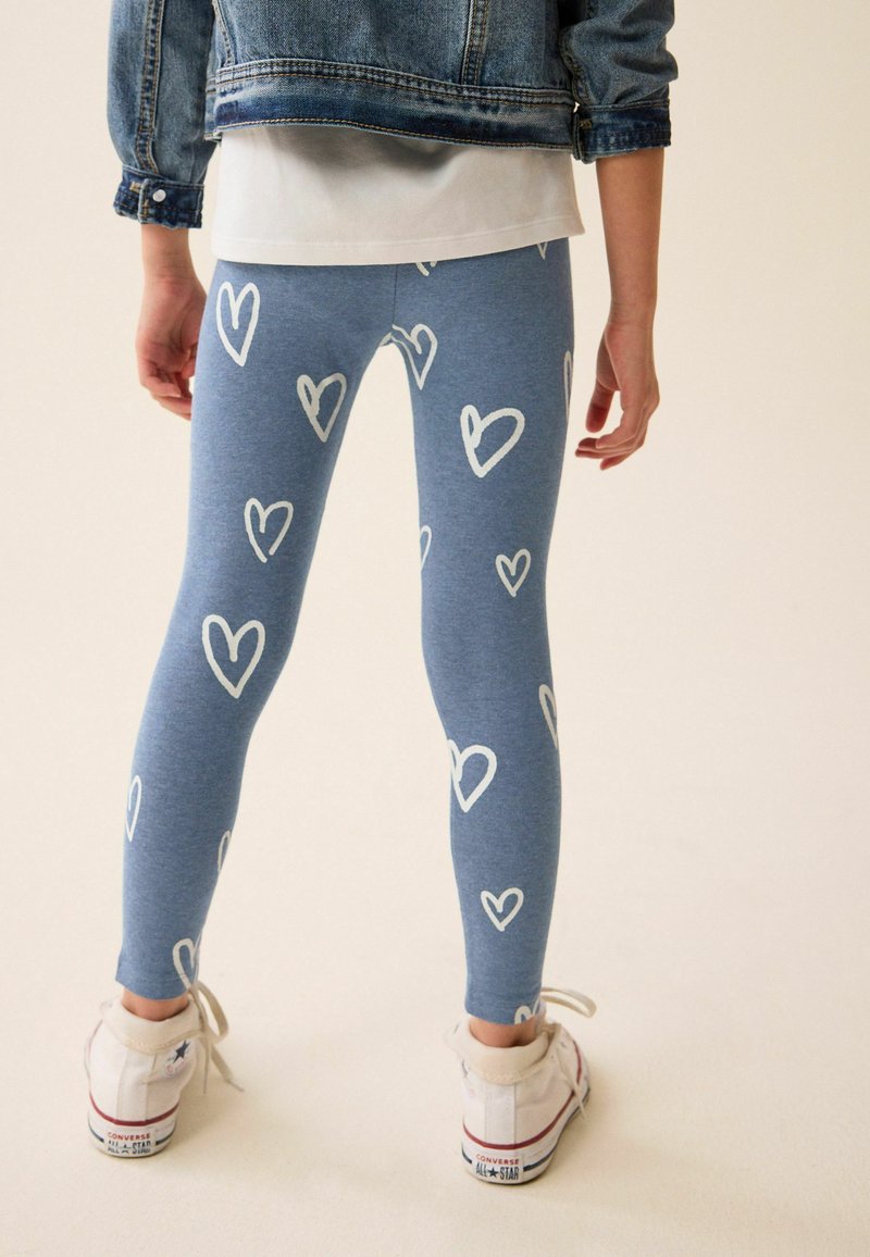 Next CROPPED STANDARD - Leggings - Byxor - blue marl heart print