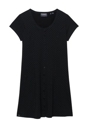 Superdry & Co, SUPERDRY BUTTON THROUGH SHORT SLEEVE MINI DRESS.. - Tubino - black dot