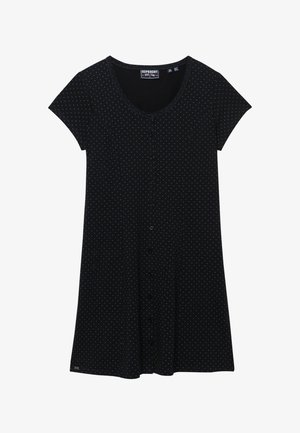 Superdry & Co, SUPERDRY BUTTON THROUGH SHORT SLEEVE MINI DRESS.. - Tubino - black dot