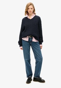 Superdry & Co V NECK CABLE - Jersey de punto - eclipse navy