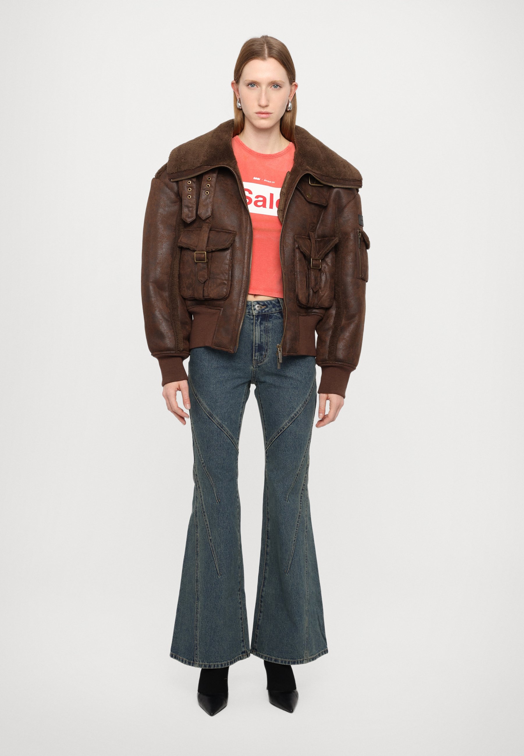 FAUX LEATHER DOWN JACKET – Feng Chen Wang