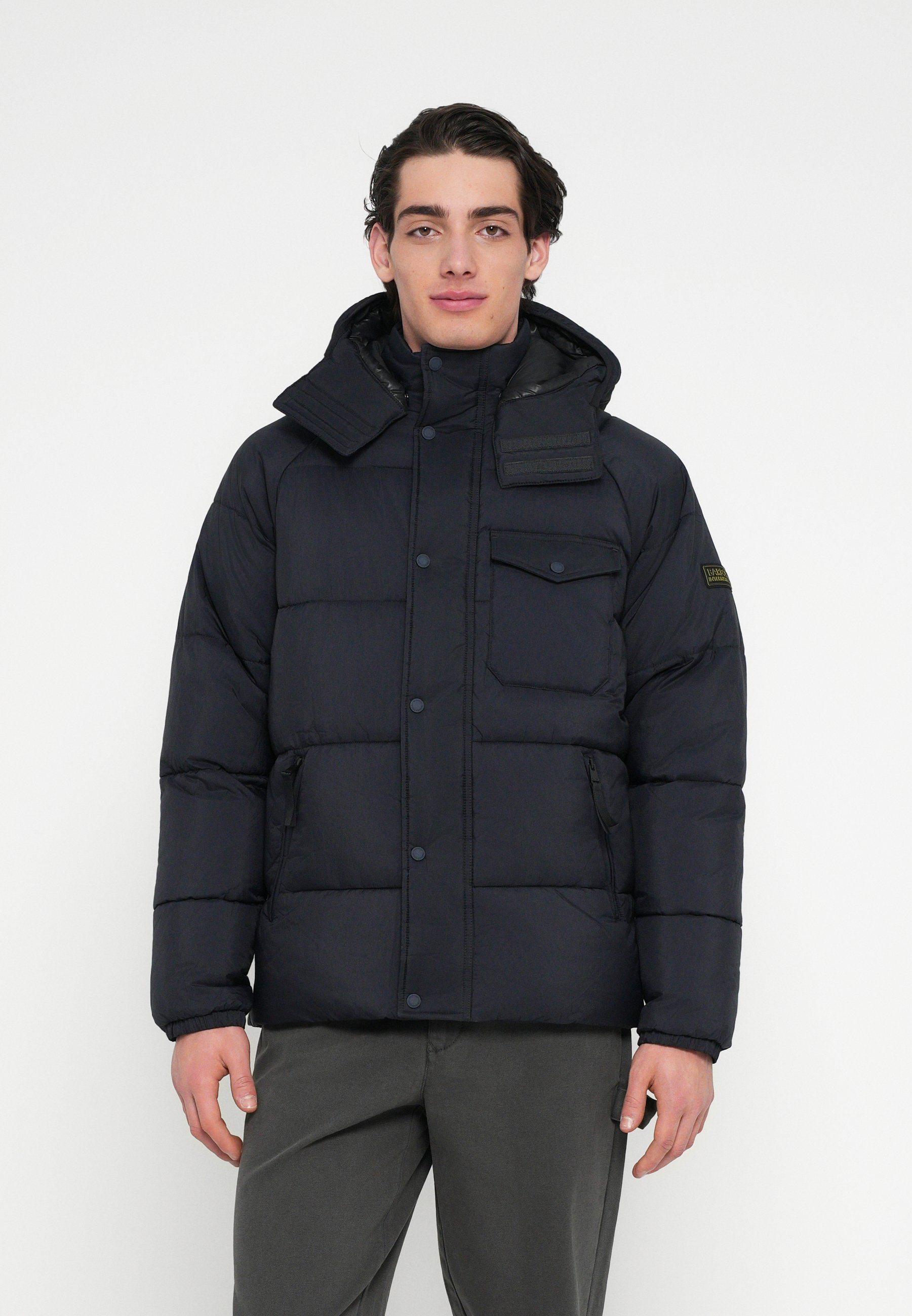 Outdoorjas voor heren, lange mouwen, omslagkraag, zakken, effen, donsjack, winter, uniseks jas, wit, 3XL