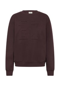 Sweat-shirt bordeaux avec des poignets et un ourlet côtelés, présentant un grand numéro "27" texturé sur le devant. Fabriqué en tissu doux.