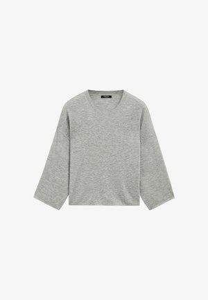 Massimo Dutti, WOOL BLEND ROUND NECK SWEATER - Striktrøje - grey