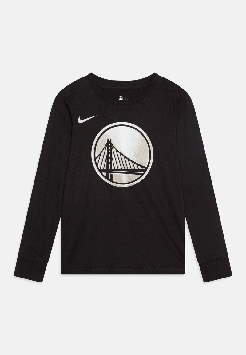 Long-sleeve black t-shirt made of cotton with a round graphic featuring a bridge inside a circular logo. Nike logo on the upper left.