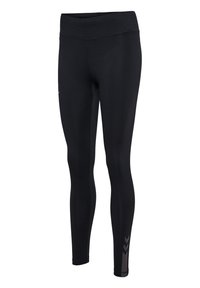 Svarta träningsleggings i stretchigt material med hög midja, med sidodetaljer och en åtsittande design.