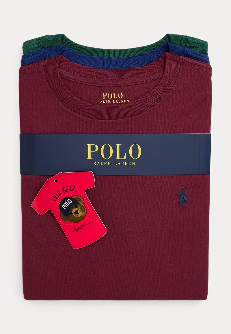 Polo Ralph Lauren COTTON JERSEY CREWNECK TEE 3 PACK - T-shirts - bordaeux/blue/green