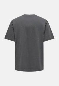 Grijze katoenen t-shirt met korte mouwen, ronde halslijn en een eenvoudig, naadloos ontwerp. Gladde textuur, geen patronen of accent zichtbaar.