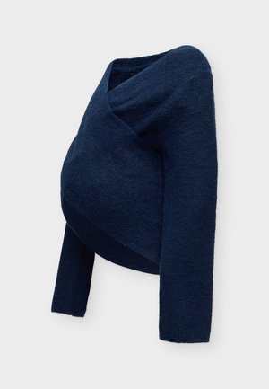 ONLY MATERNITY, OLMMAGGIE CROSS V-NECK - Pullover - night sky melange