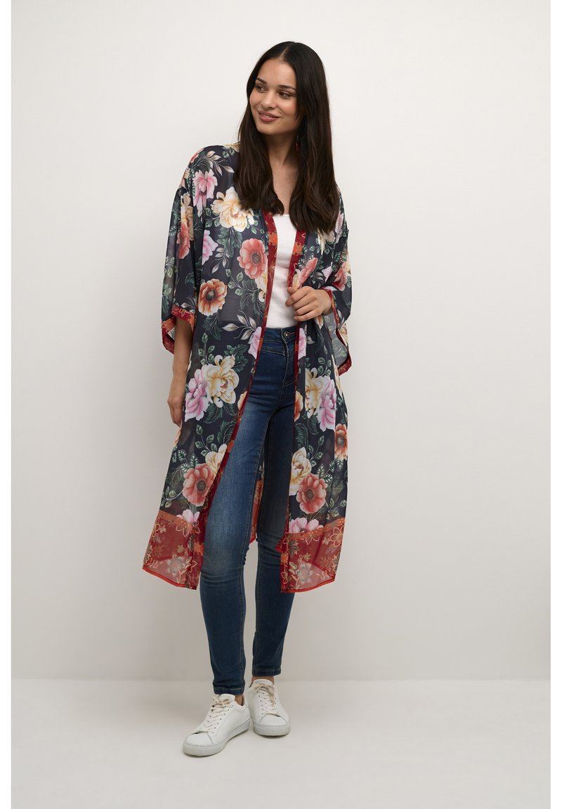 Cream CRNIOKI KIMONO - Letná bunda - black flower field