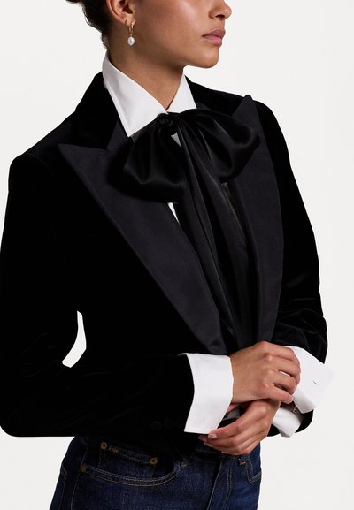 Polo Ralph Lauren CROPPED SILK-LAPEL VELVET BLAZER - Bleizeris - black