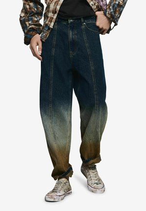 WITH CUFFED HEM - Baggy jeans - blue