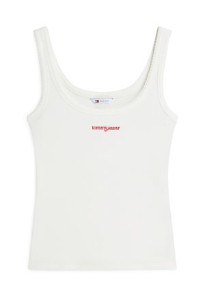 Tommy Jeans, SLIM SCRIPT TANK - Μπλούζα - ecru