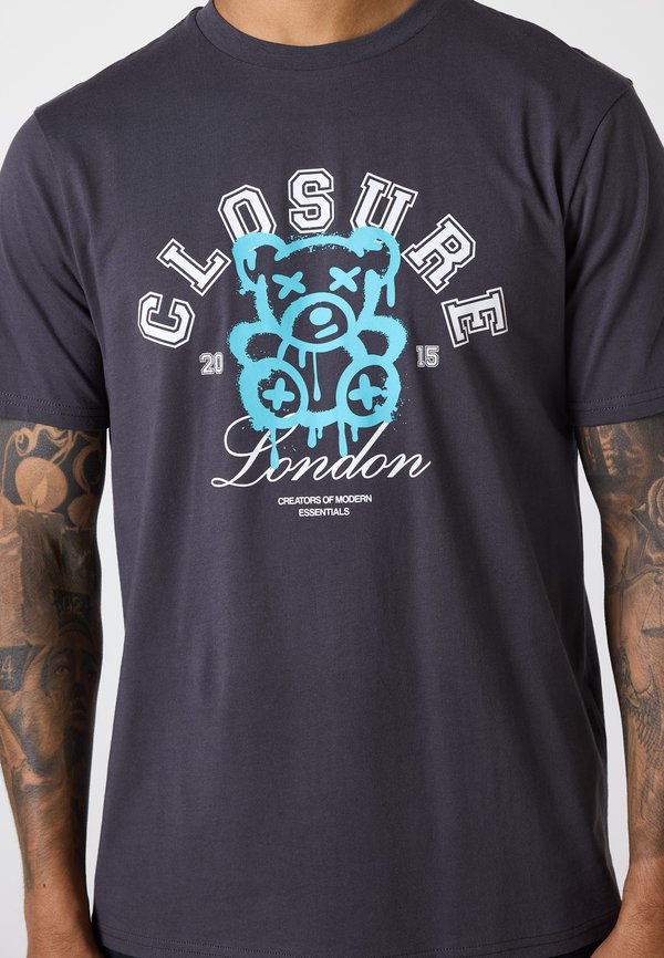 VARSITY TEDDY OUTLINE TEE - Print T-shirt - charcoal2