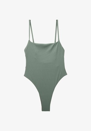 Next HIGH LEG - Maudymosi kostiumėlis - khaki green rib