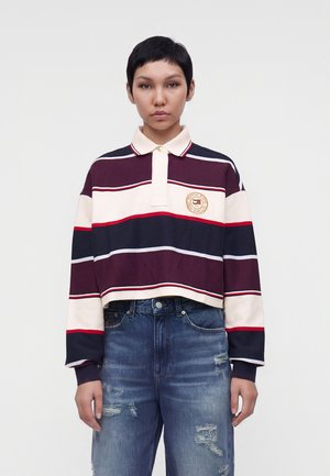 Tommy Jeans, STRIPE RELAXED CROPPED RUGBY SHIRT - Блуза с дълги ръкави - dark blue