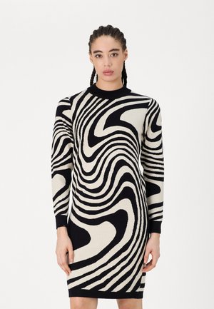 OBJRAY DRESS - Svetríkové šaty - black/sandshell