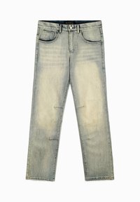 Lichte spijkerbroek met een rechte pasvorm, met vervaagde delen en versleten accenten. Vijf zakken; knoopsluiting.