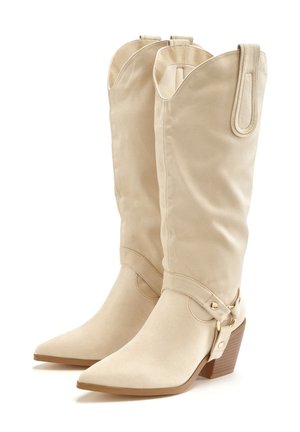 Cowboy/biker ankle boot - beige