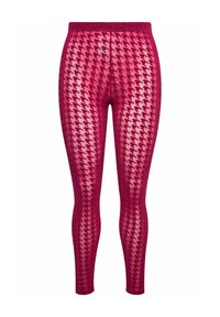 SHEER FLOCKED HOUNDSTOOTH  - Leggings - dark berry