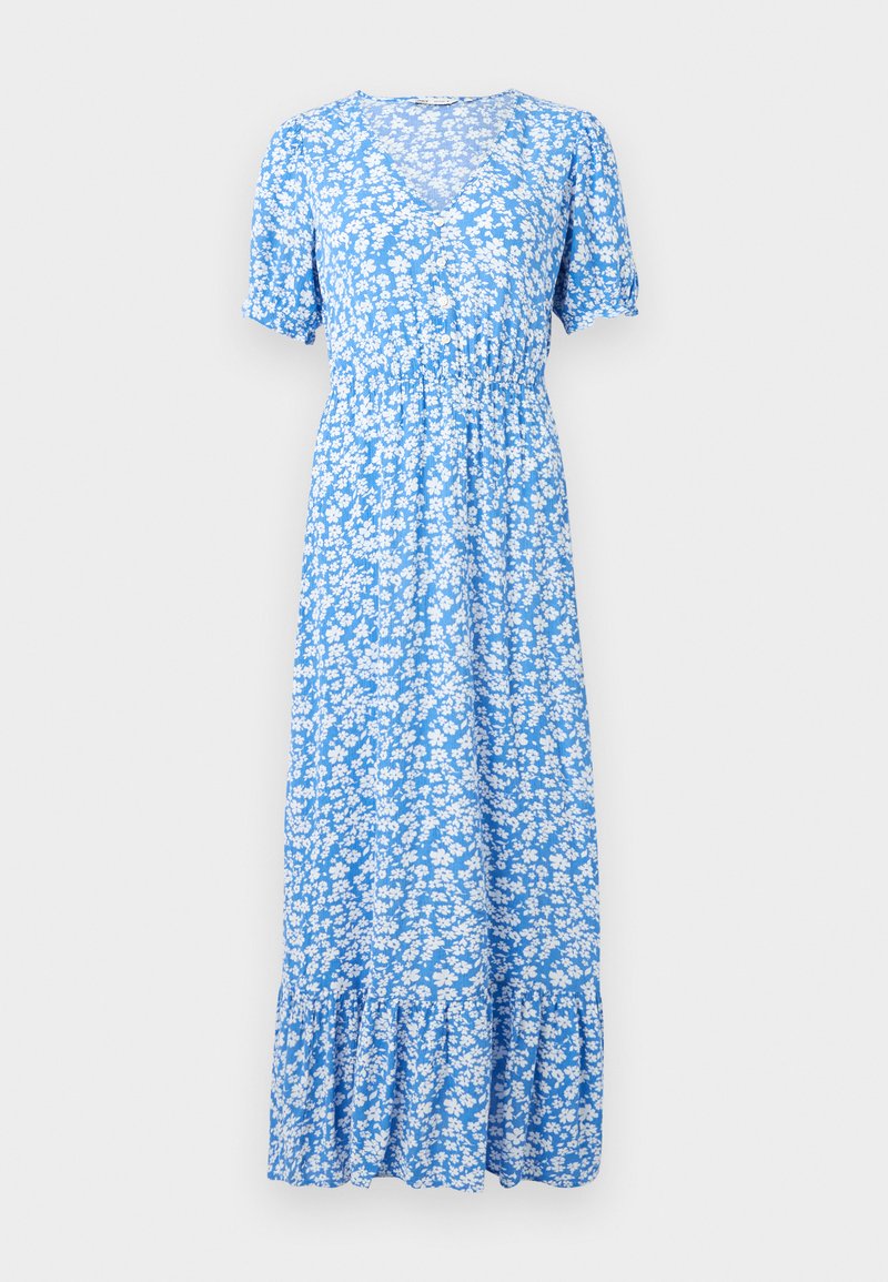 Robe Longue Florale Bleue Et Blanche - Manches évasées - Taille 42 à 52 - Neuf Avec étiquettes